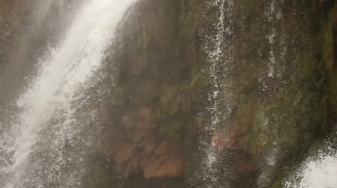Nice Slow motion of waterfall with moving camera along Stock Footage 58398352