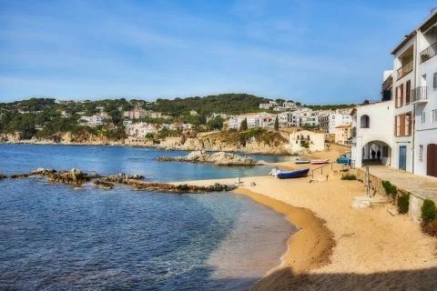 Nice small Spanish town in Costa Brava in Catalonia. Calella de Palafrugell Stock Photos