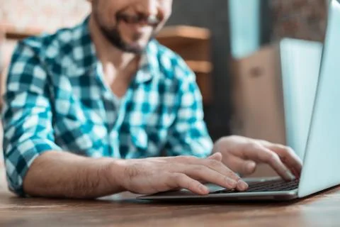 Nice smart man typing Stock-Fotos