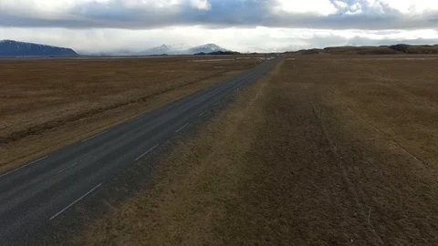 Nice straight road in Iceland Stock Footage