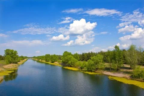 Nice summer day on river Stock Photos
