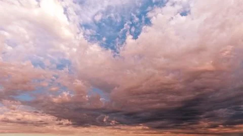 Nice sundown golden clouds on the sky backdrop - photo of nature Stock Photos