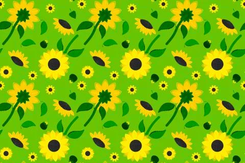 Nice sunflowers seamless vector pattern Illustrazione stock