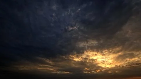 Nice sunrise gold clouds on the sky backdrop - photo of nature Stock Photos