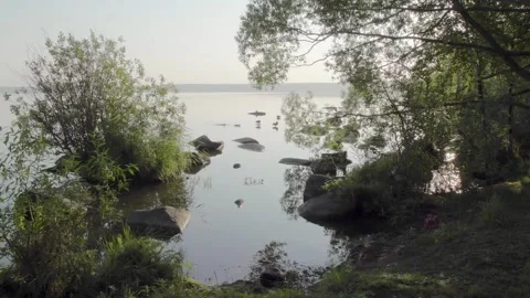 Nice sunrise on lake Stock Footage 159532103