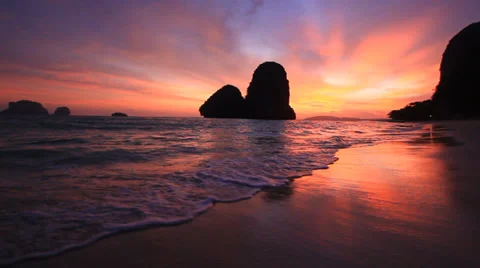 Nice sunset on the beach Stock Footage 30349429