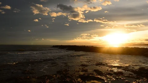 Nice sunset on a beach of la renega, Oropesa Video stock 121376719
