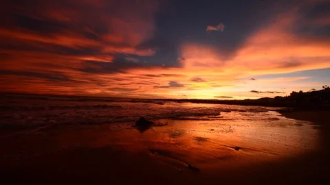 Nice sunset on a beach of la renega, Oropesa Video stock 121377376