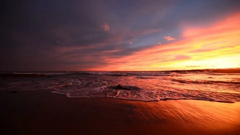 Nice sunset on a beach of la renega, Oropesa Stock-Footage 121377467