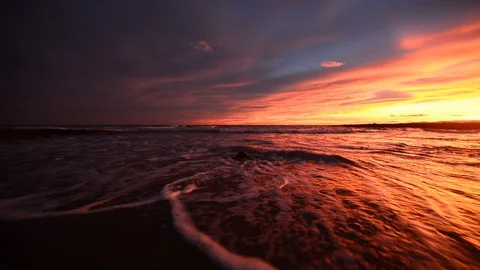 Nice sunset on a beach of la renega, Oropesa Video stock 121377745