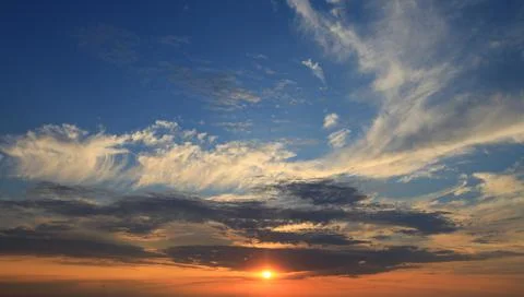 Nice sunset in evening sky Stock Photos