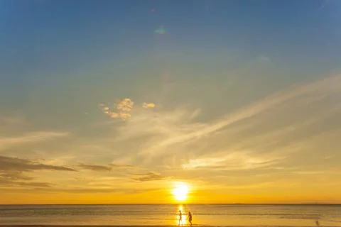 Nice sunset with ocean Stock Photos