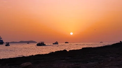 Nice sunset over ibiza Stock Footage 122376149