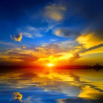 Nice sunset over lake Stock Photos