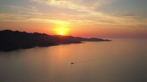Nice Sunset over St Florent, Corsica, France Stock Footage 235623780