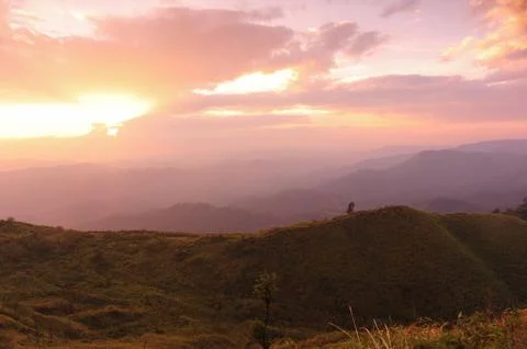Nice sunset scene in mountains Foto stock
