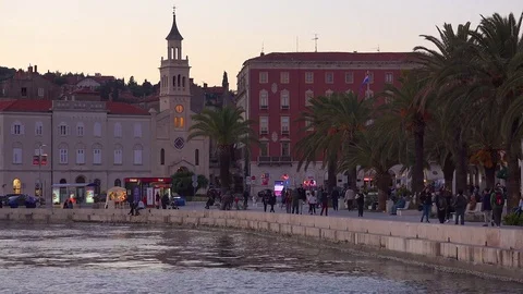 A nice sunset view of the city of Split, Croatia. Stock Footage 75690849