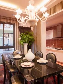 Nice tableware on dining table Stock Photos