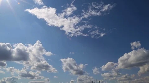 Nice timelapse with large clouds highlighten with sun Video stock 79845135