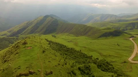 Nice top view of the highlands and picturesque valleys Stock Footage 148401019