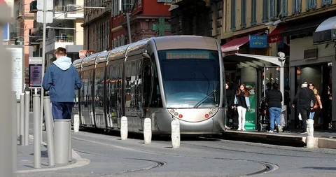 Nice Tram At Garibaldi Station Stock Footage 124208047