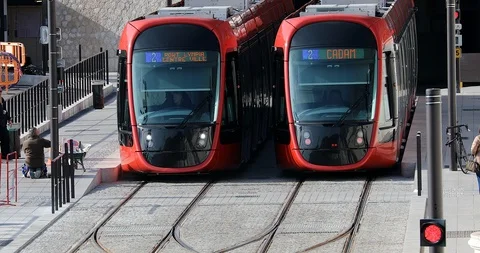 Nice Tramway Line 2 Stock Footage 124225434