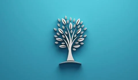 Nice Tree in light blue color background. 3D Render Illustration Stock Illustration