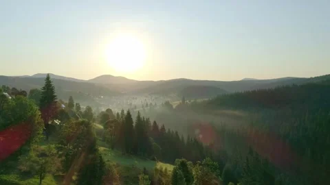 Nice valley in sun rays, morning landscape, sun rays illuminate  Stock Footage 319284762