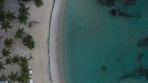 Nice view from above of ocean and sandy Caribbean beach Stock Footage 127706963