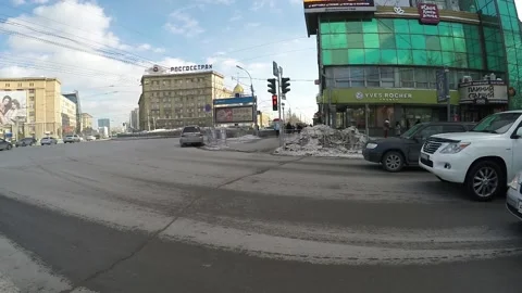 Nice view and scene of passing vehicles, cars, buses Stock-Footage 129766403