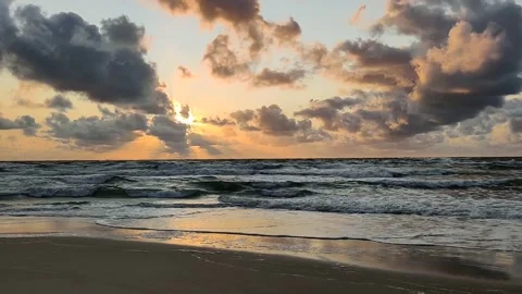 Nice view of Baltic Sea waves in Nida, Lithuania. Stock Footage 144739339