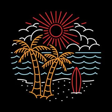 Nice view of beach for chill graphic illustration vector art t-shirt design Stock-Illustration