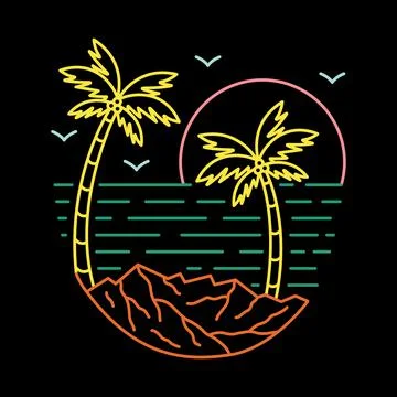Nice view at beach graphic illustration vector art t-shirt design Stock-Illustration