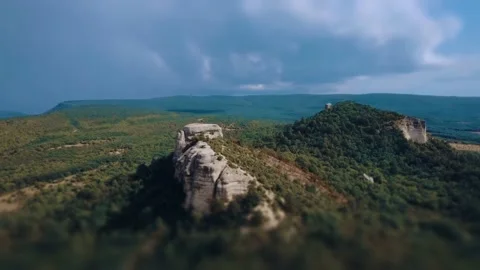 Nice view from the cave to the green valley and mountains Stock Footage 165211308