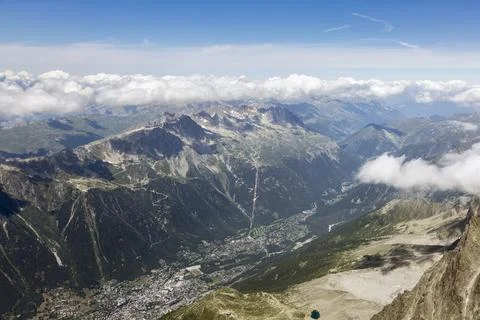 Nice view on the Chamonix mountain valley, between the Alps, Chamonix Mont-.. Stock Photos