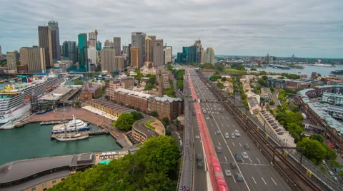 A nice view to the city of Sydney from the Harbor Bridge Stock Footage 57220487