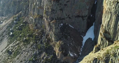 Nice view of the high cliffs in the mountain gorge. Stock Footage 150767034