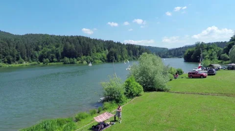 A nice view of the lake Stock Footage 54380784