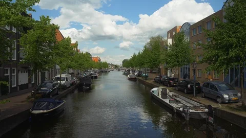 Nice view of Leiden in 4K. Stock Footage 130065018