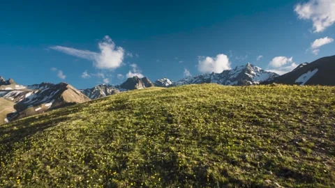 Nice view of the mountain peaks of Dombai. Stock Footage 158458880