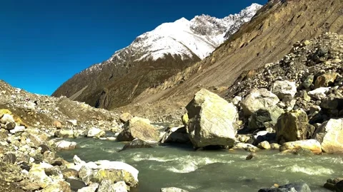 Nice view of the mountain river in the picturesque gorge of the Caucasus Stock Footage 163315080
