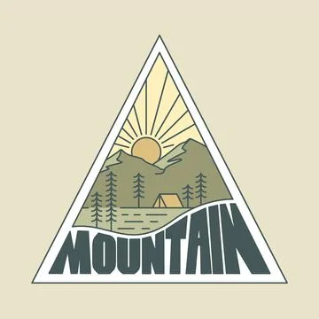 Nice view of mountains mono line graphic illustration vector art t-shirt desi Stock-Illustration