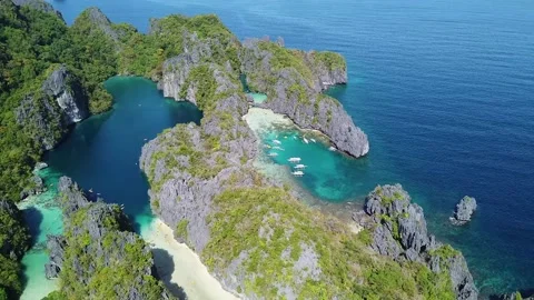 Nice View over Big Lagoon, Palawan, Philippines Stock Footage 233027181