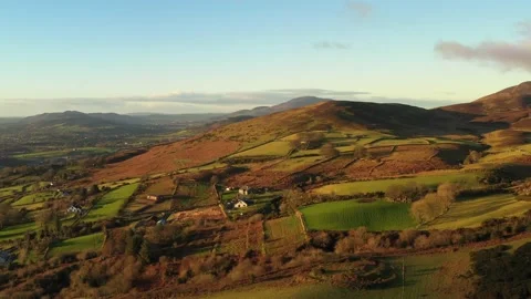 Nice View over Cooley Mountains, Co Louth, Ireland Stock Footage 232416448