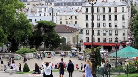 Nice view over garden Sacré Coeur Stock Footage 78487141