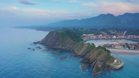 Nice View over Ribadesella Bay, Spain Stock Footage 244813983