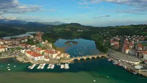 Nice View over San Vicente De la Barquera, Spain Stock Footage 244863630