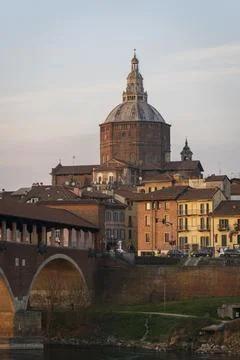 Nice view of Pavia at sunset Stockfoto's