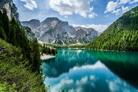 A nice view with reflections from lake prags Stock Photos