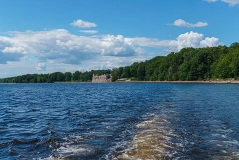 Nice view of the river Daugava River near Koknese, in Latvia. July 2017. Stock Photos